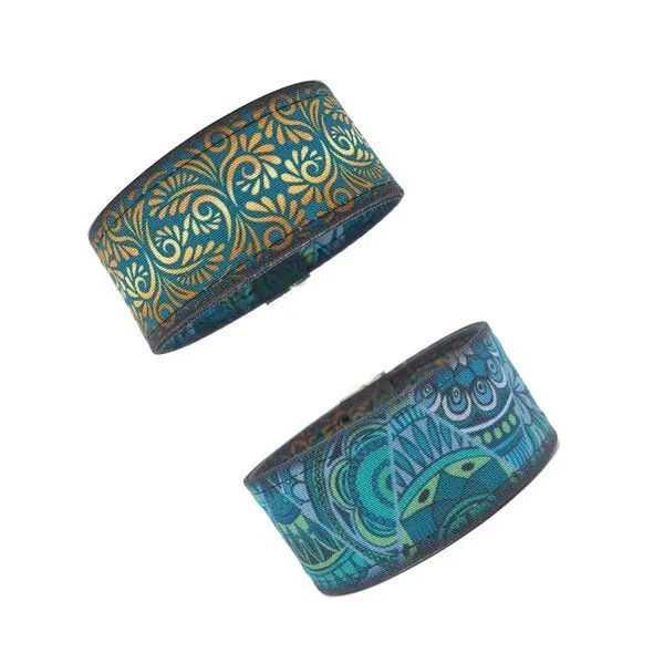 Seegarn Seegarn Wende-Armband 3cm, Dreieck (türkis) / ornament (petrol), – Produktbild 1 von 1