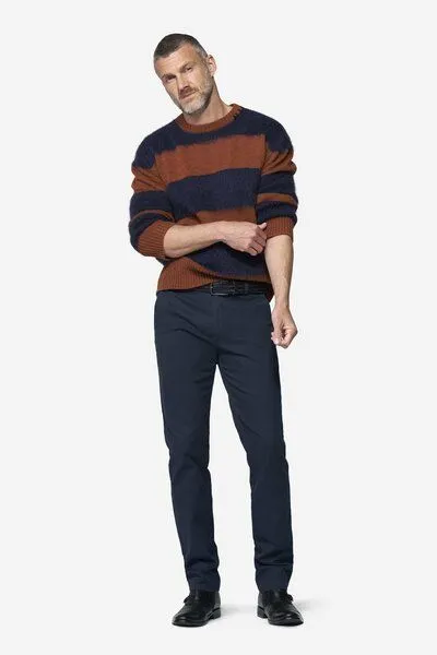 Meyer MEYER Chino im Canvas-Look, Blau (navy), – Produktbild 2 von 4