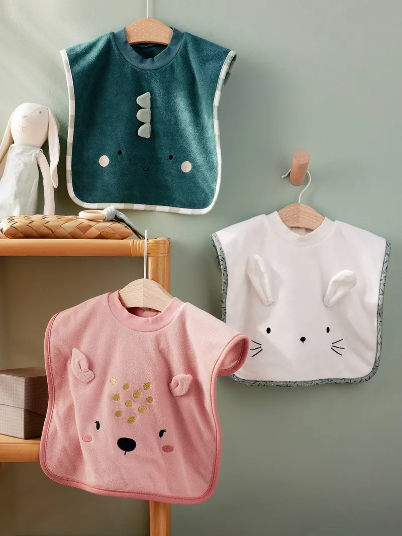 Vertbaudet Großes Baby Lätzchen, Weiß/hase, – Produktbild 4 von 4