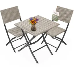 Casaria® Polyrattan Gartensitzgruppe 3-tlg Creme – Produktbild 1 von 1