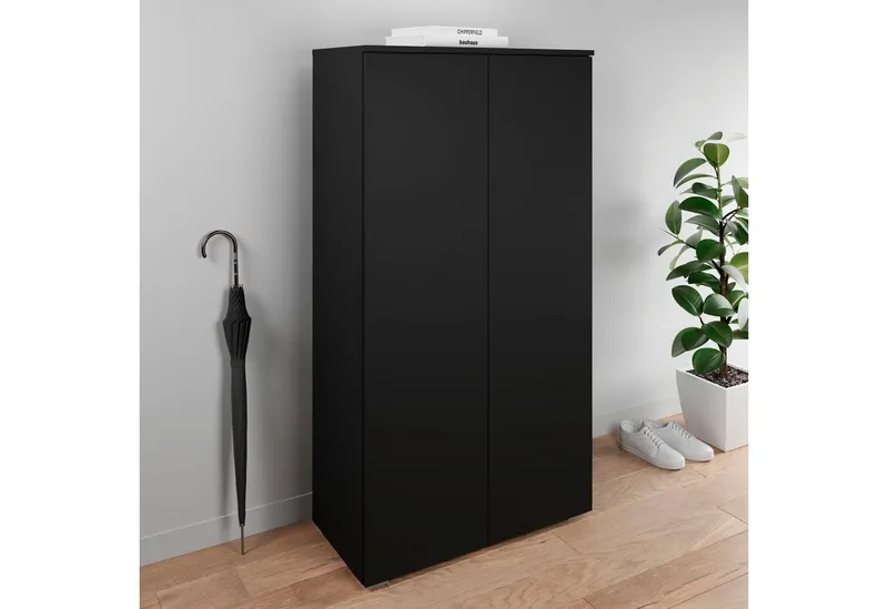 OTTO home Schuhschrank Paris grifflose Schuhregal Breite 70cm, mit 6 geräumigen Fächern, Schwarz, – Produktbild 2 von 5