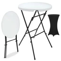 Casaria® Stehtisch Weiß mit Husse Schwarz Ø72cm klappbar 110cm Höhe – Produktbild 1 von 1