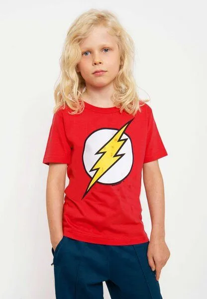 LOGOSH!RT LOGOSH!RT - DC Comics - Flash - Blitz-Logo - Bio T-Shirt Print - Junge & Mädchen, 140, – Produktbild 3 von 4
