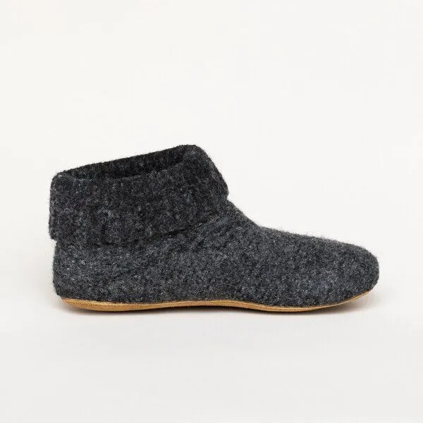 Gottstein Gottstein Hüttenschuh Knit Boot aus 100% Schurwolle - Filz-Hausschuh made in Tirol, Schwarz, – Produktbild 4 von 7