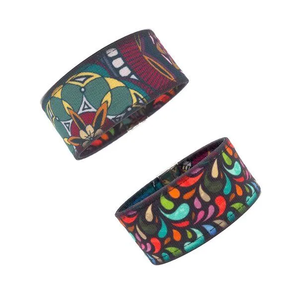 Seegarn Seegarn Wende-Armband 3cm, Mandala (blau) / paisley gr (schwarz), – Produktbild 1 von 1