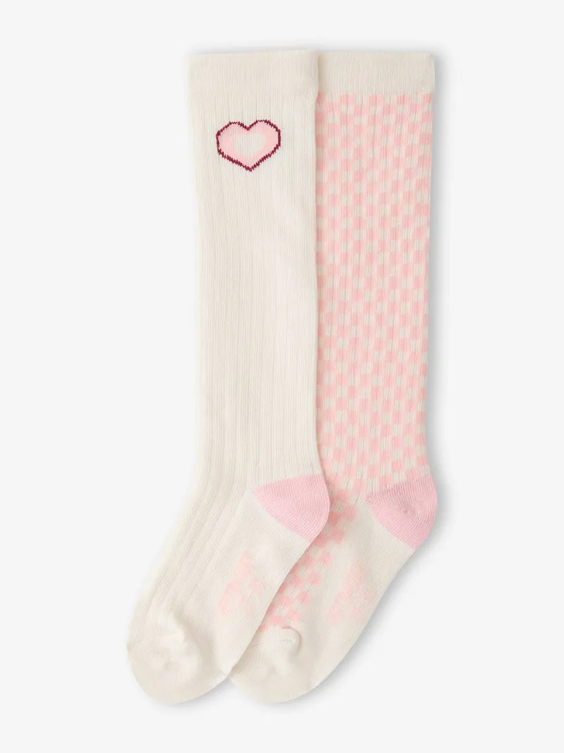 Vertbaudet 2er-Pack Kniestrümpfe Mädchen, Bonbon rosa, – Produktbild 1 von 2