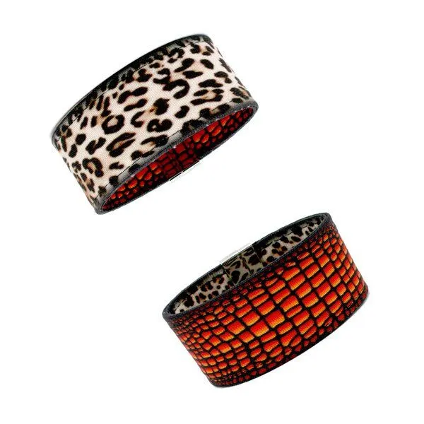 Seegarn Seegarn Wende-Armband 3cm, Leopard (braun) / schlange (rot), – Produktbild 1 von 1