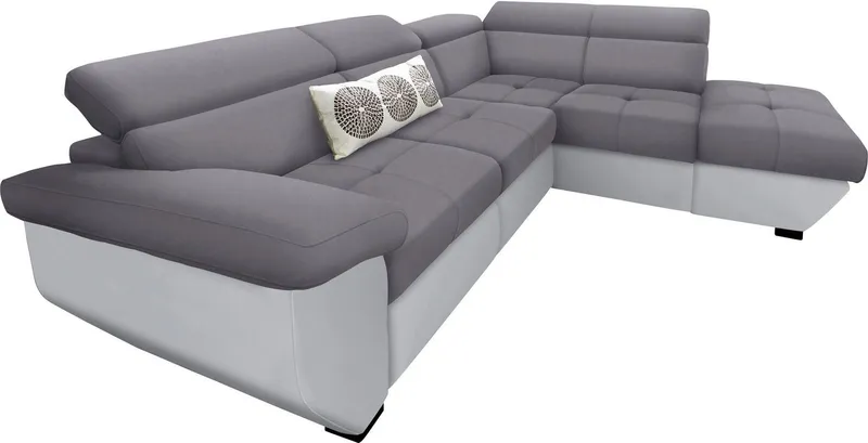 COTTA Ecksofa Speedway L-Form, B: 262cm, moderne Couch, bequeme Wellenunterfederung, Kopfteilverstellung, optional Schlaffunktion & Bettkasten, Grau, – Produktbild 7 von 8