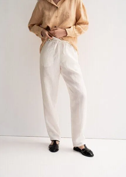 AmourLinen AmourLinen Leinenhose Malmo, Weiß, – Produktbild 3 von 4