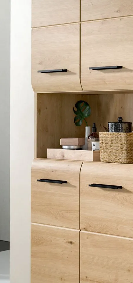 Inn.Furn Hochschrank Cover (Badschrank in Eiche Artisan, 4-türig, 60 x 185 cm) mit viel Stauraum, Beige, – Produktbild 5 von 5