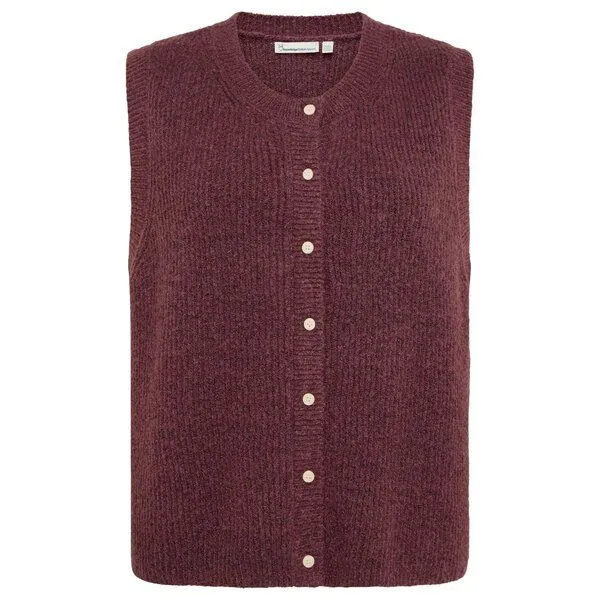 KnowledgeCotton Apparel KnowledgeCotton Apparel Strickweste Soufflé yarn, Burgundy, – Produktbild 1 von 3