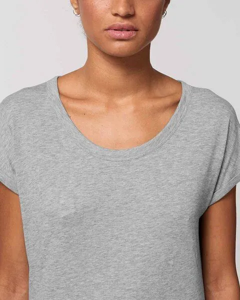 YTWOO YTWOO Leichtes Damen T-Shirt in Slub Optik mit gerollten Ärmeln, Grau, – Produktbild 2 von 4