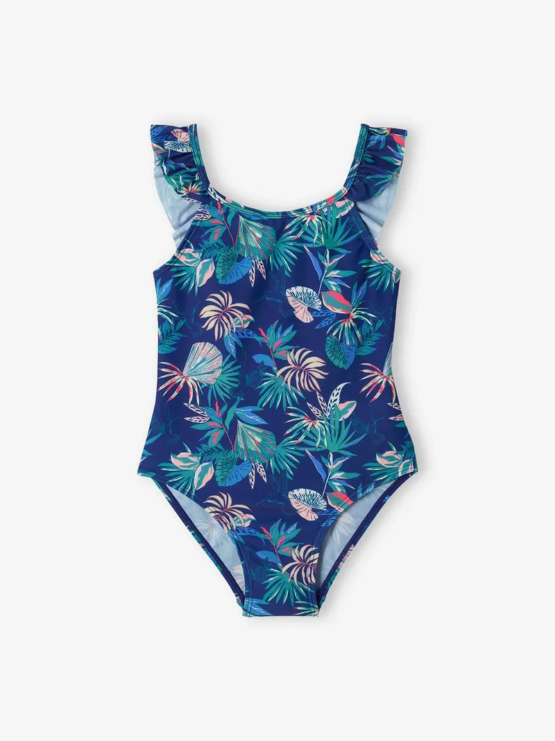 Vertbaudet Mädchen Badeanzug mit Volants, Marine, – Produktbild 2 von 3