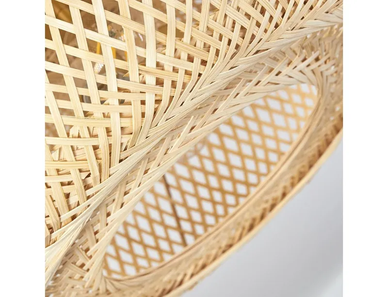hofstein Deckenleuchte »Decollatura« Deckenlampe aus Metall/Bambus in Goldfarben/Natur, ohne Leuchtmittel, Leuchte im Boho Design mit Lichteffekt, ø40cm, 1xE27, Beige, – Produktbild 3 von 5