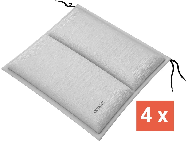 Doppler doppler Sitzkissen "CITY" mit Längssteppung, 4er-Pack, 48x48x6 cm, Polyester, hellgrau – Produktbild 1 von 1