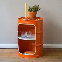 Lockengelöt Lockengelöt Nachttisch/Couchtisch aus einem kleinen Ölfass, Orange (ral2004), – Produktbild 2 von 2