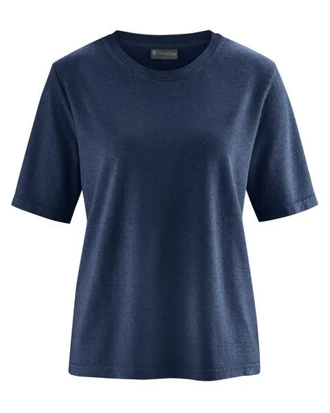 HempAge Hempage Damen T-Shirt Hanf/Bio-Baumwolle, Navy (blau), – Produktbild 1 von 4