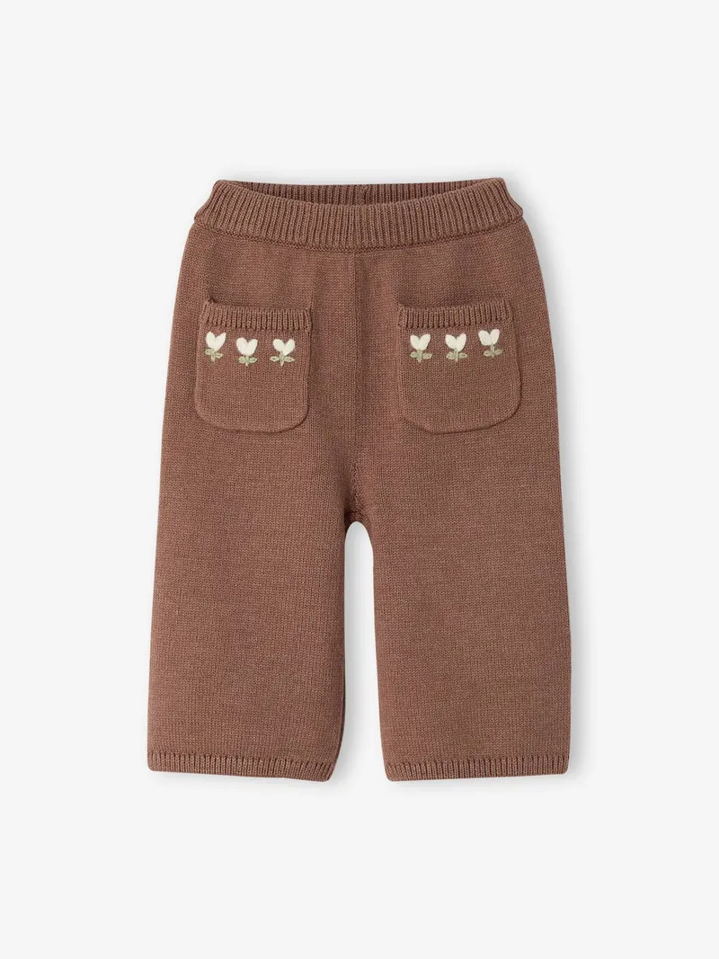 Vertbaudet Strickhose mit Stickerei Baby, Schokolade, – Produktbild 1 von 2