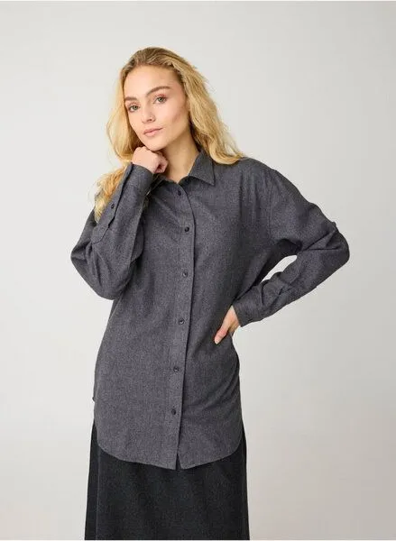 KnowledgeCotton Apparel KnowledgeCotton Apparel Lockeres Flanellhemd VEGA aus Bio-Baumwolle, Grün-lily-pad, – Produktbild 4 von 4