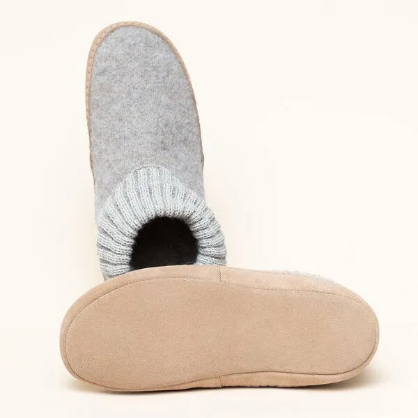 Gottstein Gottstein Hüttenschuh Dakota - Hoher Filzhausschuh für Damen & Herren aus 100% Schurwolle mit extra bequemer Ledersohle & elastischem Strickbund, Beige, – Produktbild 4 von 4