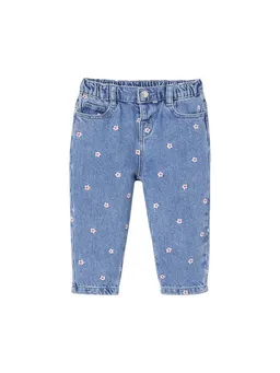 Vertbaudet Vertbaudet Regular-fit-Jeans Baby Mom-Jeans mit Stickerei Stickerei – Produktbild 1 von 1