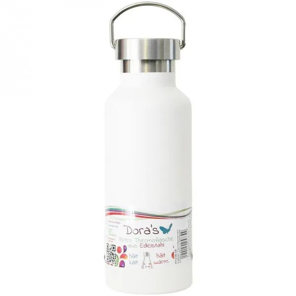 Dora's Dora's Retro-Thermosflasche (0,5l) – Doppelwandiger Edelstahl, Weiß, – Produktbild 1 von 4