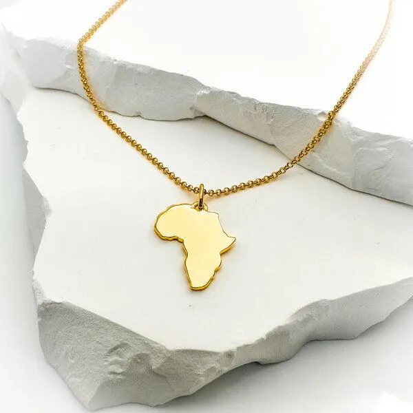 MOANINA MOANINA Kette Afrika Kontinent - 925 Silber/18k Gold Vermeil - 3 Längen, Gold, – Produktbild 1 von 4