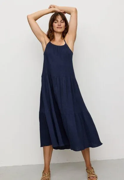recolution Damen Musselin Kleid aus Bio-Baumwolle - FELICIA - recolution, Navy (blau), – Produktbild 4 von 4