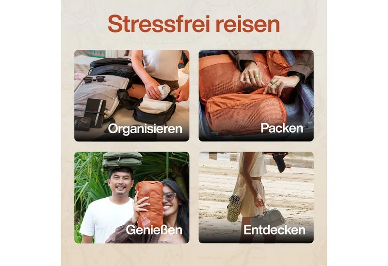 TRAVEL DUDE TRAVEL DUDE Packing Cubes mit Kompression aus recycelten Plastikflaschen, Grau, – Produktbild 7 von 8