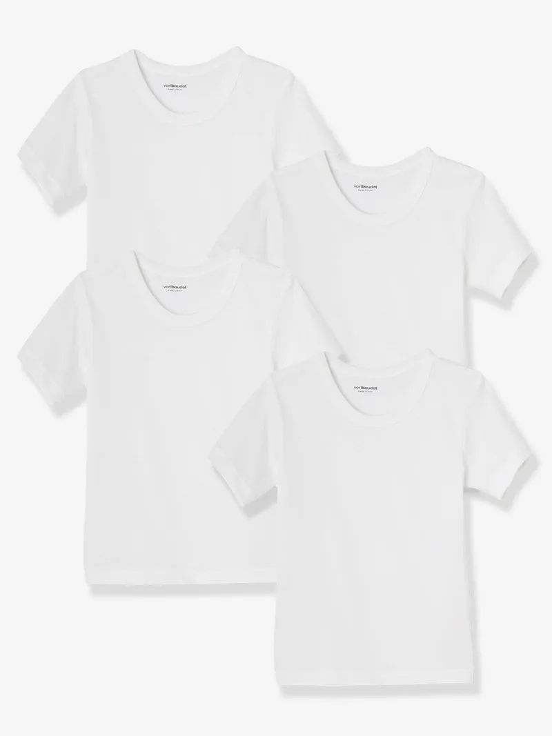 Vertbaudet 4er-Pack Kinder T-Shirts BASIC, Weiß, – Produktbild 1 von 3