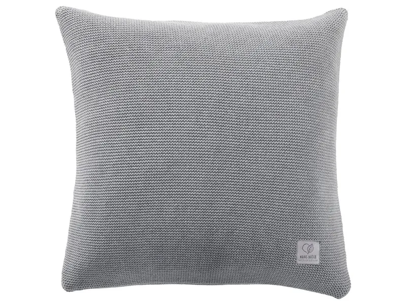 HANS NATUR Kissenbezug 40x40 cm Bio Baumwolle light grey-melange Mit Reißverschluss, Grau, – Produktbild 1 von 2
