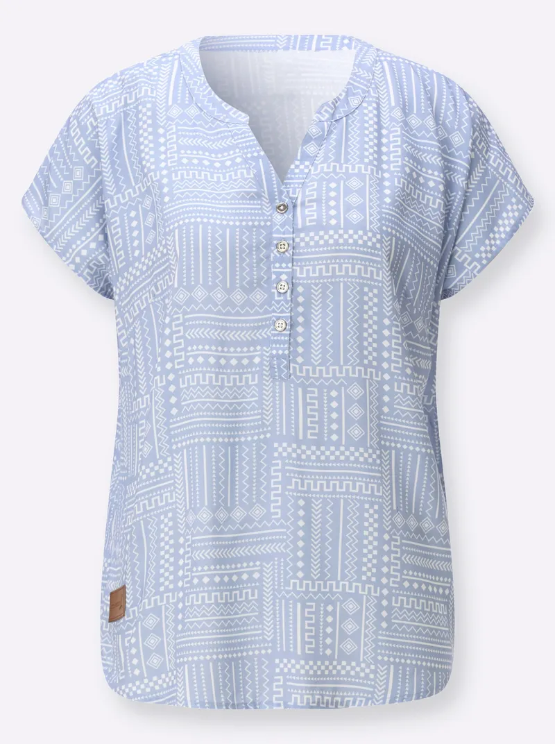 Witt Druckbluse bleu-ecru-gemustert, Bleu-ecru-gemustert, – Produktbild 1 von 2