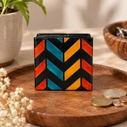 Janselo Nomad Lines Design Quadratisches Shanti-Leder-Münz-Täschchen – Produktbild 1 von 1