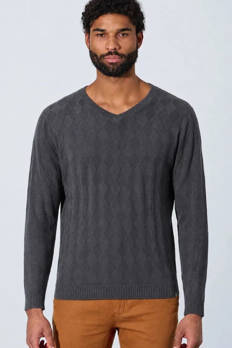HempAge Hempage Herren vegan Pullover Mit V-Ausschnitt Anthrazit, Grau, – Produktbild 2 von 2