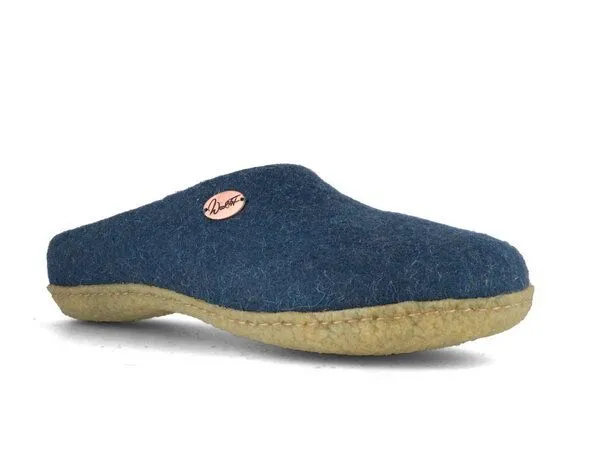 WoolFit WoolFit Filzpantoffeln „Classic“ mit Naturgummisohle mit weichen Filzeinlagen, Blau, – Produktbild 4 von 4