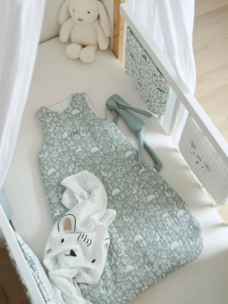 Vertbaudet Ärmelloser Baby Schlafsack WALDSPAZIERGANG TOG 2, Grün, – Produktbild 2 von 4