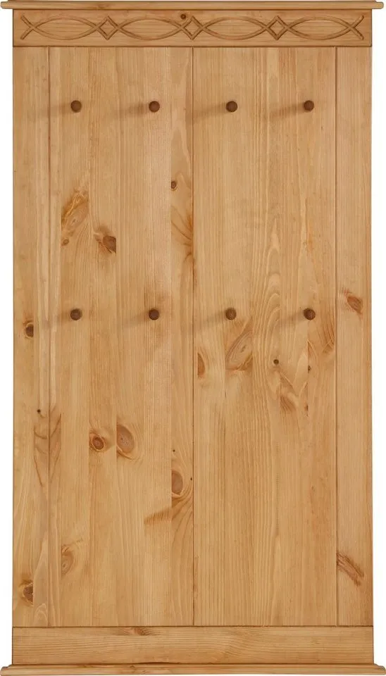 OTTO home Garderobenpaneel Indra Wandgarderobe mit 8 Haken und dekorativer Fräsung (B/T/H: 63/6/100 cm), aus massiver Kiefer, 8 Haken mit einer natürliche Maserung, Beige, – Produktbild 5 von 5