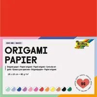 folia folia Faltblätter Origami Papier "Duo Uni" 80g/m², 19×19 cm, 96 Blatt, farbig sortiert – Produktbild 1 von 1