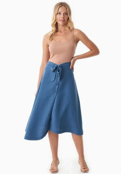 ORGANICATION ORGANICATION Rock aus TENCEL Lyocell und Leinen, Blau(light navy), – Produktbild 1 von 4