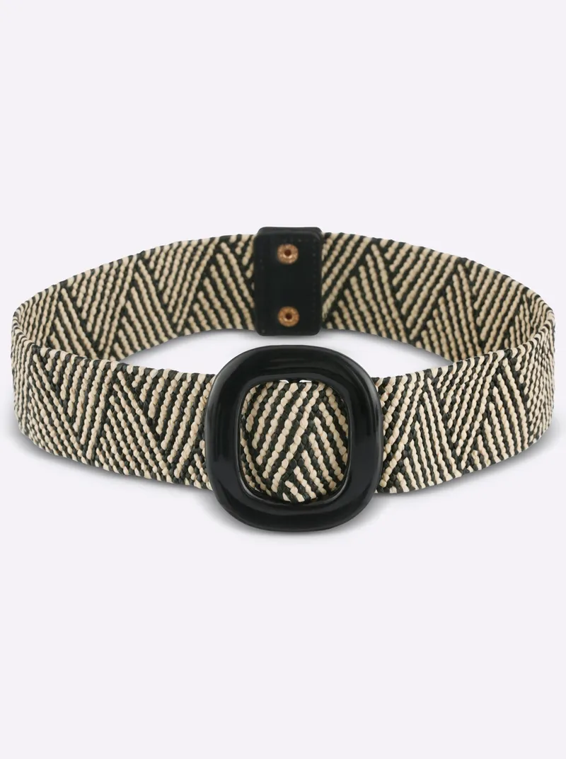 heine Gürtel schwarz-beige, Schwarz-beige, – Produktbild 1 von 3
