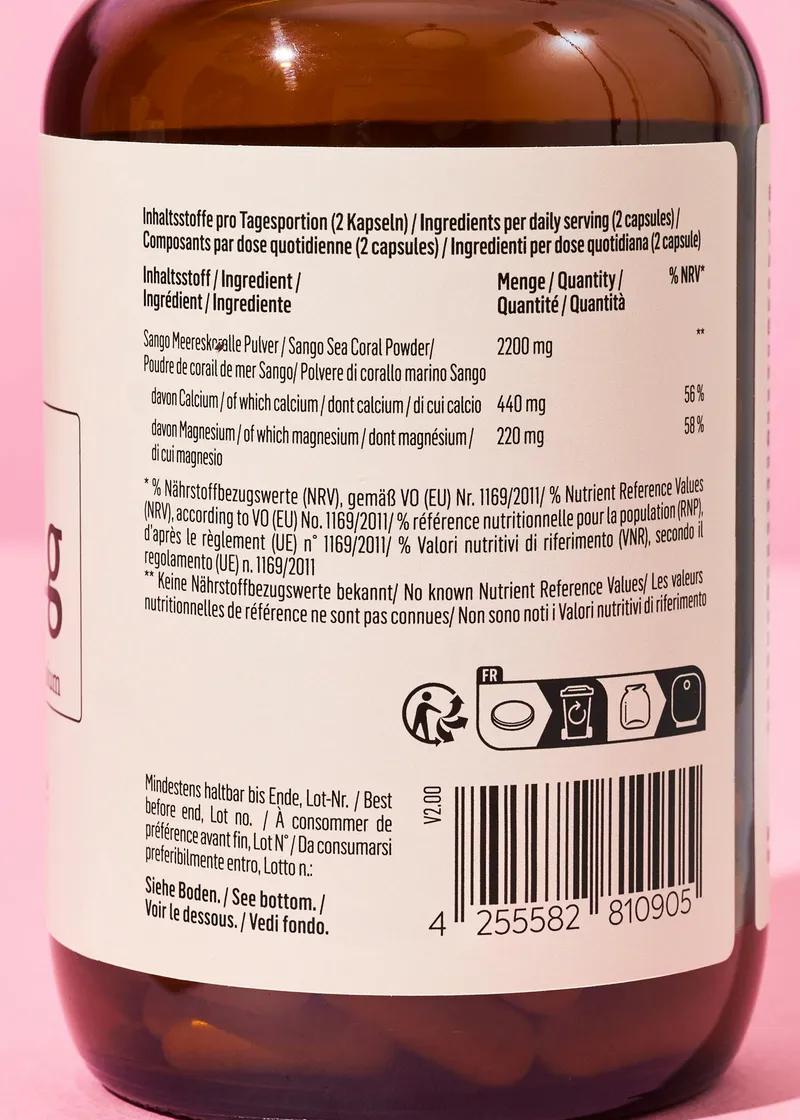 KoRo Sango Meereskoralle Calcium + Magnesium Kapseln 180 Stück – Produktbild 4 von 5