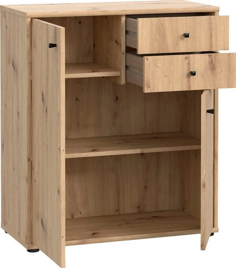 FORTE Kommode Tempra, Kommode, 2 Türen, 2 Schubkästen, viel Stauraum, Breite 73,7 cm, Beige, – Produktbild 5 von 8