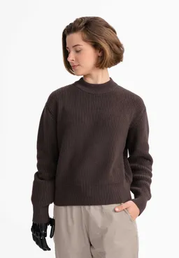MELA MELA Damen vegan Pullover Rippenstrick Manika Dunkelbraun – Produktbild 1 von 1