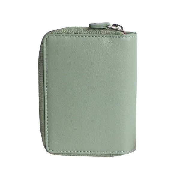 Vargu Vargu Echtleder Geldbörse VINEM 1-A, Sage green - cranberry, – Produktbild 4 von 4