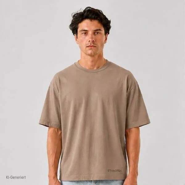 Ethnotek Ethnotek T-Shirt mit Stickerei Heavyweight Organic Cotton Oversized, Hellbraun - affogato embroider, – Produktbild 3 von 3