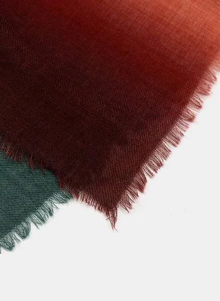 Djian Djian ILVIE –Schal aus Merino-Wolle, mulesing-frei, Grün / rostrot, – Produktbild 3 von 3