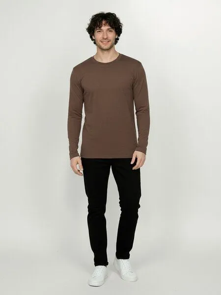 GreenBomb GREENBOMB Basic Base - Funktionales Longsleeve aus Merino-Wolle / Fair & Vegan, Braun (earth wood), – Produktbild 3 von 4