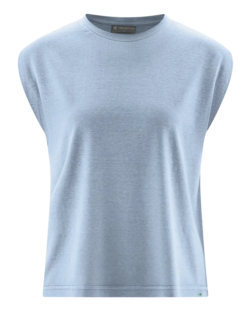 HempAge Hempage Damen vegan Ärmelloses T-Shirt Rauchblau, Blau, – Produktbild 1 von 2