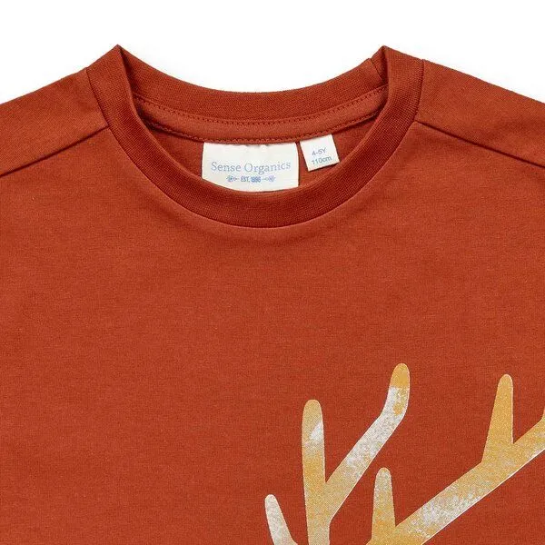 Sense Organics Sense Organics Kinder Langarmshirt, Modell LUKE, Hirsch auf terrakotta, – Produktbild 3 von 4