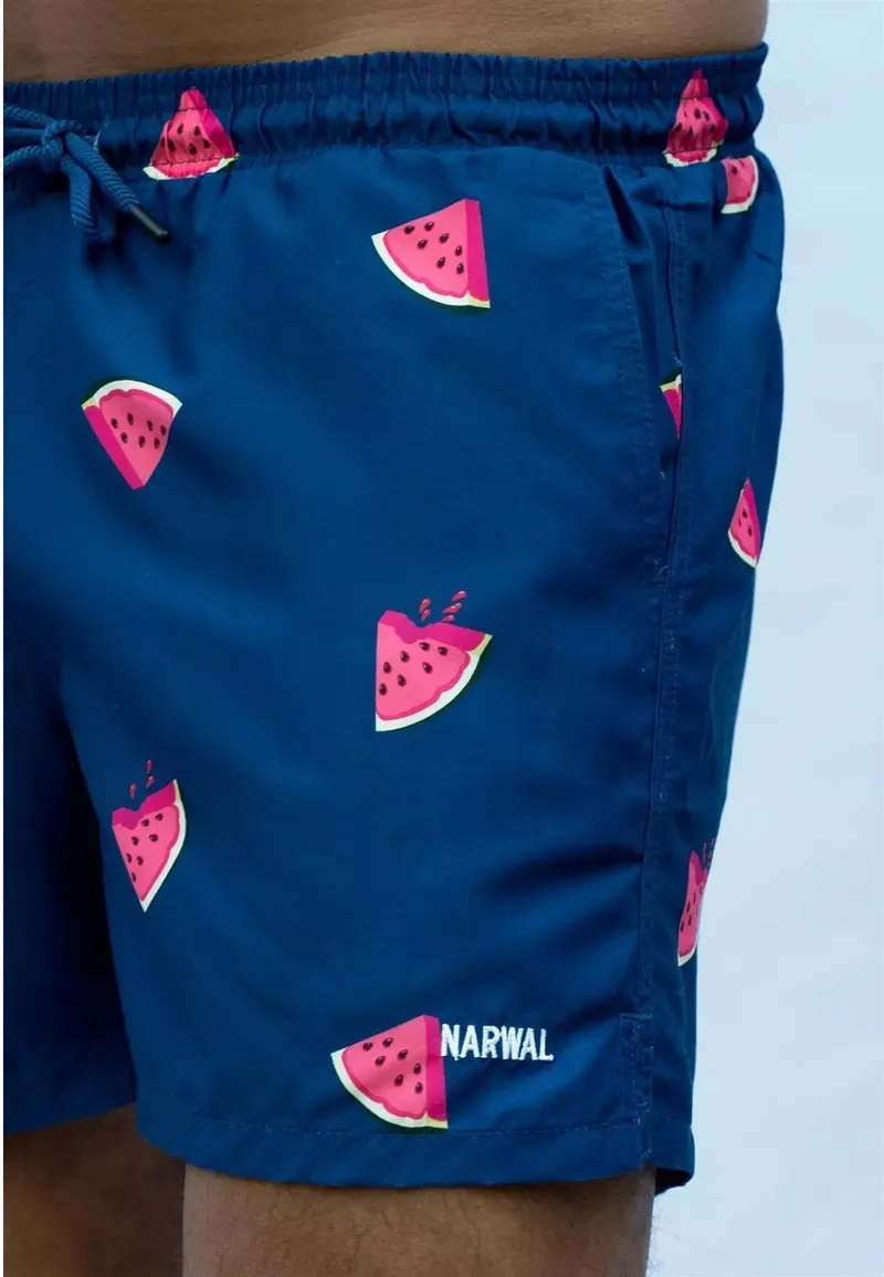 Narwal Narwal Herren vegan Badeshorts Watermelon Print Blau, Rot, – Produktbild 1 von 3